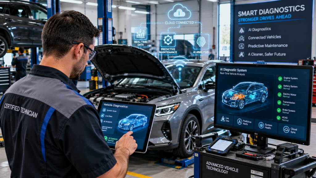 Future automotive repair technology using artificial intelligence and connected vehicle systems